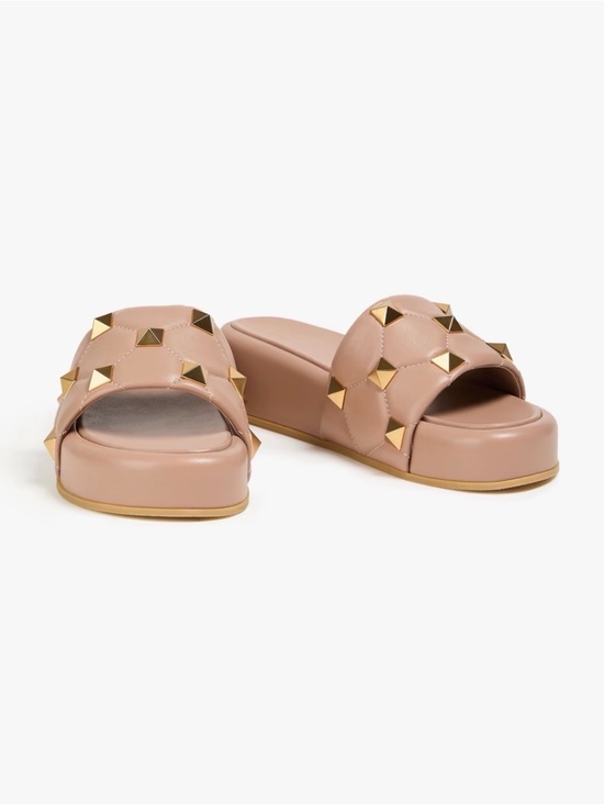 Valentino Shoes - ✨Valentino Nude Pink Quilted Slide Sandals with Gold Studs sz 41.5✨Fit US10/10.5